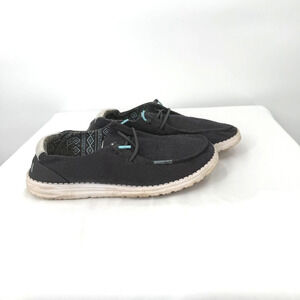 Hey Dude Wendy Corduroy Carbon Shoes Women’s Sz 9 Gray Shiny Ankle Accent